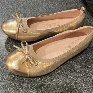 Girls Dress Warm Gold Flats